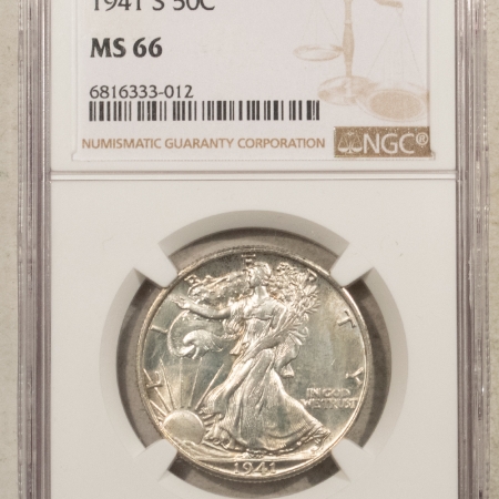 New Certified Coins 1941-S WALKING LIBERTY HALF DOLLAR – NGC MS-66, FRESH & FLASHY