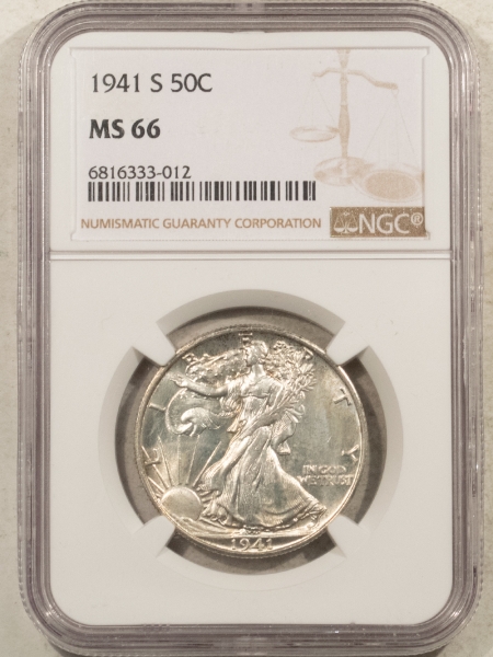 New Certified Coins 1941-S WALKING LIBERTY HALF DOLLAR – NGC MS-66, FRESH & FLASHY