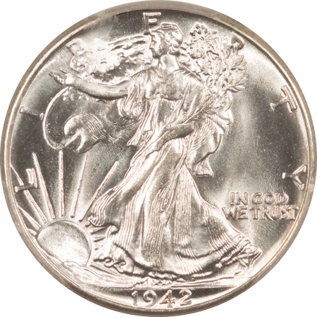 New Certified Coins 1942 WALKING LIBERTY HALF DOLLAR – PCGS MS-65, BLAST WHITE GEM!