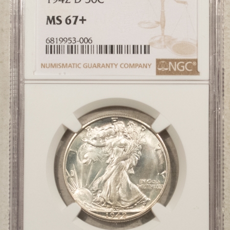 U.S. Certified Coins 1942-D WALKING LIBERTY HALF DOLLAR – NGC MS-67+ FRESH WHITE SUPERB GEM!