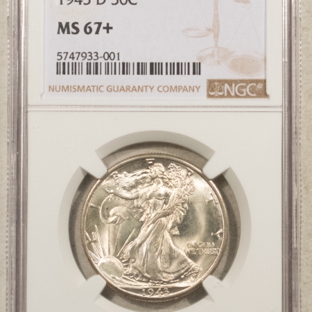 New Certified Coins 1943-D WALKING LIBERTY HALF DOLLAR – NGC MS-67+ FRESH WHITE & SUPERB!