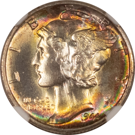 Mercury Dimes 1944-S MERCURY DIME – NGC UNC DETAILS, OBV SCRATCH ON NECK! GORGEOUS GEM!