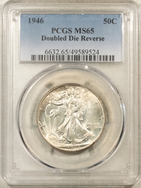 New Certified Coins 1946 WALKING LIBERTY HALF DOLLAR, DOUBLED DIE REVERSE – PCGS MS-65, FRESH GEM