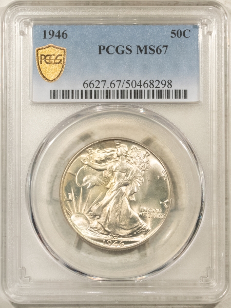 New Certified Coins 1946 WALKING LIBERTY HALF DOLLAR – PCGS MS-67, SUPERB, TOUGHER DATE!