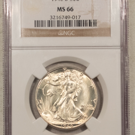 New Certified Coins 1946-D WALKING LIBERTY HALF DOLLAR – NGC MS-66, ORIGINAL WHITE!