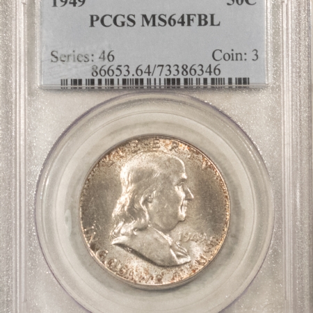 Franklin Halves 1949 FRANKLIN HALF DOLLAR – PCGS MS-64 FBL, FRESH & PREMIUM QUALITY!