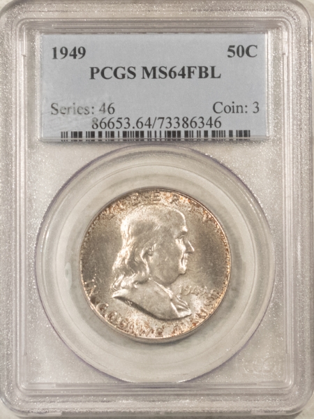 Franklin Halves 1949 FRANKLIN HALF DOLLAR – PCGS MS-64 FBL, FRESH & PREMIUM QUALITY!