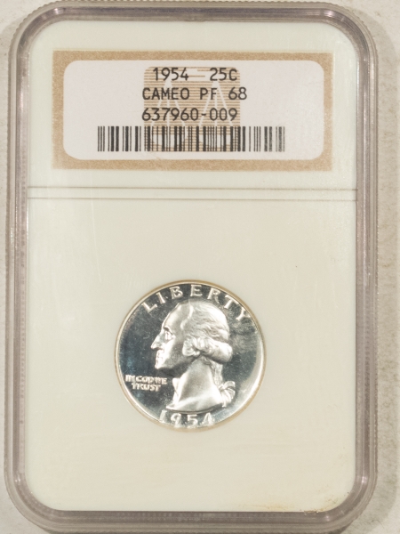 New Certified Coins 1954 PROOF WASHINGTON QUARTER – NGC PF-68 CAMEO