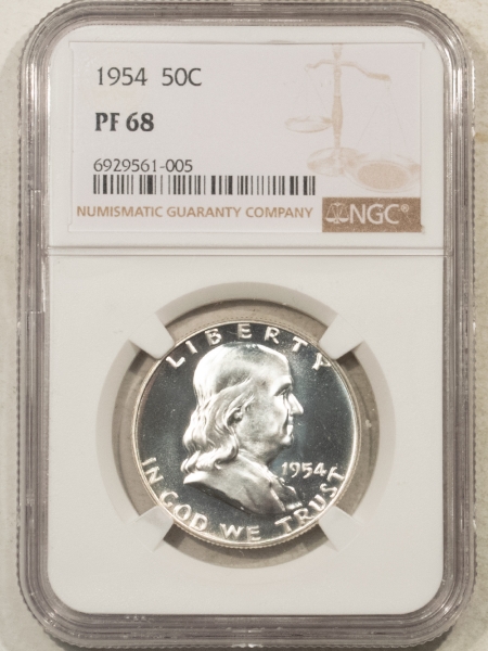 Franklin Halves 1954 PROOF FRANKLIN HALF DOLLAR NGC PF-68