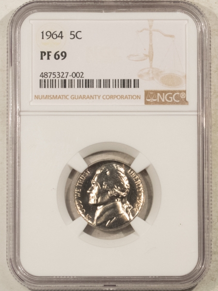 Jefferson Nickels 1964 PROOF JEFFERSON NICKEL – NGC PF-69, VIRTUALLY PERFECT!