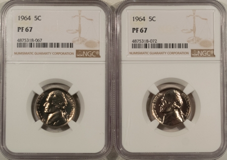 Jefferson Nickels 1964 PROOF JEFFERSON NICKEL 2 COIN SET – NGC PF-67