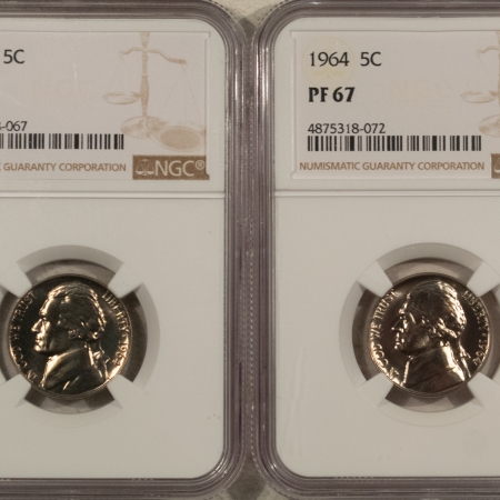 Jefferson Nickels 1964 PROOF JEFFERSON NICKEL 2 COIN SET – NGC PF-67