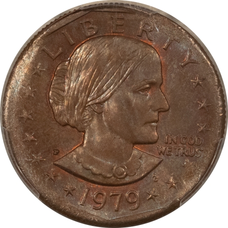 Modern Dollars (Eisenhower/SBA/Sacagewea/Presidential) 1979-P $1 SUSAN B ANTHONY, OBVERSE CLAD LAYER MISSING – PCGS MS-64, NEAT ERROR!