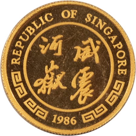 Gold Bullion 1986 SINGAPORE 10 SINGOLD 1/10 OZ YEAR OF THE TIGER, PL BU IN ORIG GOVT PLASTIC