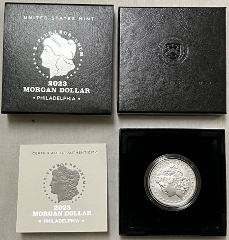 Dollars 2023-P MORGAN SILVER DOLLAR COMMEMORATIVE GEM UNCIRCULATED, ORIG MINT PKG, FRESH