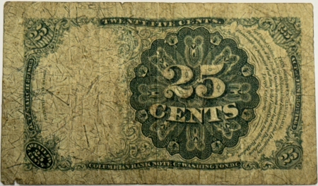 Fractional Currency 1874 FRACTIONAL CURRENCY-5TH ISSUE, FR-1308, 25C, TWENTY-FIVE CENTS, FINE