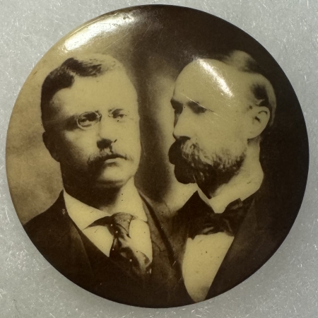 New Store Items 1904 1 1/4″ TEDDY ROOSEVELT/FAIRBANKS SEPIA JUGATE CAMPAIGN BUTTON; near-MINT!