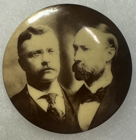 New Store Items 1904 1 1/4″ TEDDY ROOSEVELT/FAIRBANKS SEPIA JUGATE CAMPAIGN BUTTON; near-MINT!