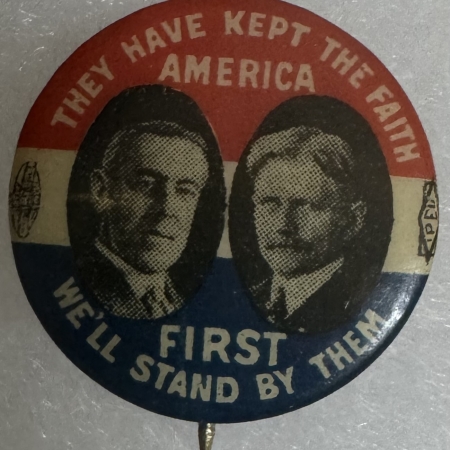 Political 1912 WILSON-MARSHALL 7/8″ JUGATE CELLULOID CAMPAIGN BUTTON, GRAPHIC & near-MINT!