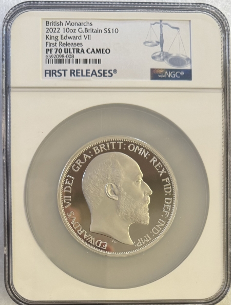 New Certified Coins 2022 BRITISH MONARCHS 10 OZ KING EDWARD VII-NGC PF 70 ULTRA CAMEO-FIRST RELEASES