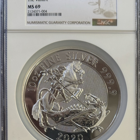 New Certified Coins 2020 GR. BRITAIN 10 OZ SILVER, 10 POUNDS “THE VALIANT”, NGC MS-69