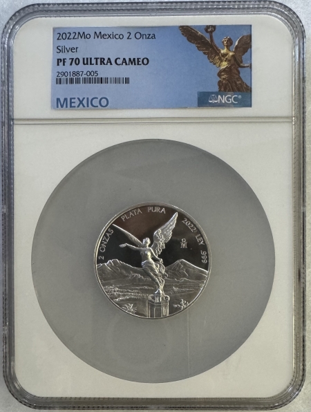 New Store Items 2022-Mo MEXICO 2 ONZA LIBERTAD SILVER, NGC PF 70 ULTRA CAMEO!