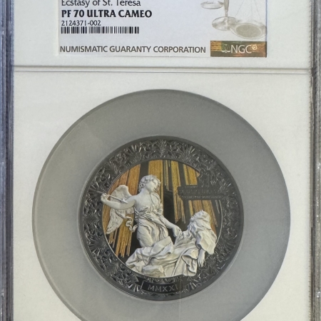 New Certified Coins 2021 PALAU ETERNAL SCULPTURES SILVER $20 ECSTACY OF ST. TERESA, NGC PF 70 UCAM!