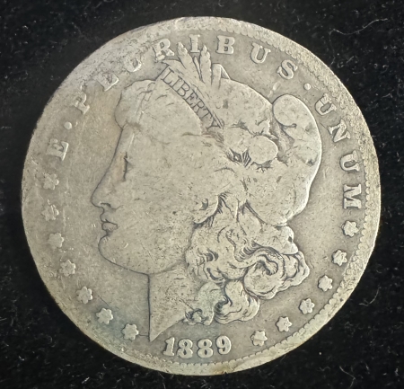 Dollars KEY-DATE 1889-CC MORGAN DOLLAR, CIRCULATED W/ GOOD DETAILS BUT RIM DAMAGE-CHEAP!