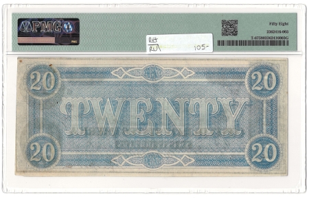 Confederate Notes 1864 $20 CONFEDERATE STATES OF AMERICA T-67, pp B, CHOICE AU-58 & LOOKS UNC!