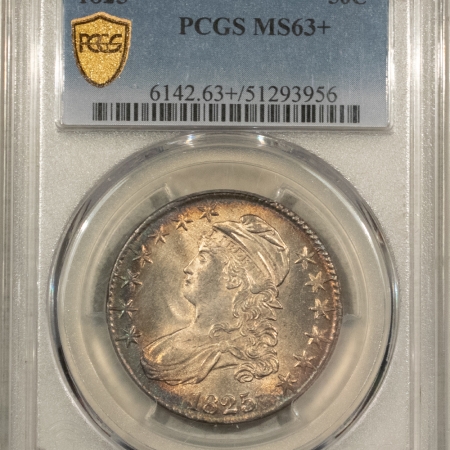 Early Halves 1825 CAPPED BUST HALF DOLLAR – PCGS MS-63+, LOVELY & PREMIUM QUALITY!