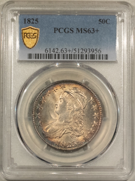 Early Halves 1825 CAPPED BUST HALF DOLLAR – PCGS MS-63+, LOVELY & PREMIUM QUALITY!