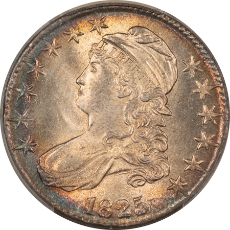 Early Halves 1825 CAPPED BUST HALF DOLLAR – PCGS MS-63+, LOVELY & PREMIUM QUALITY!