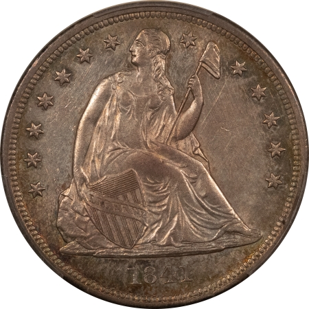 Liberty Seated Dollars 1841 $1 LIBERTY SEATED DOLLAR – PCGS AU-53, FRESH & NICE! EARLY DATE!