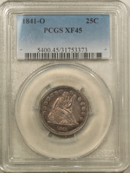 Liberty Seated Quarters 1841-O SEATED LIBERTY QUARTER – PCGS XF-45, NICE ORIGINAL COLOR!