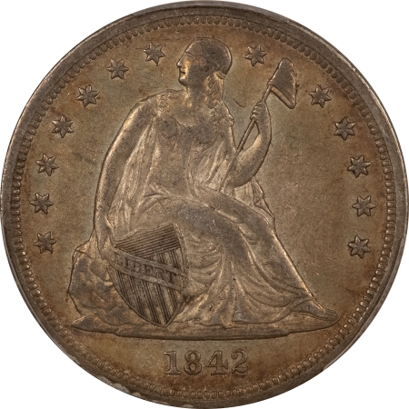 Liberty Seated Dollars 1842 $1 LIBERTY SEATED DOLLAR – PCGS AU-50, REALLY NICE ORIGINAL EARLY DATE!