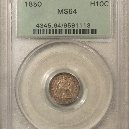 Liberty Seated Half Dimes 1850 SEATED LIBERTY HALF DIME – PCGS MS-64, FRESH & OLD GREEN HOLDER!