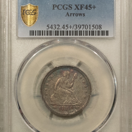 Liberty Seated Quarters 1854 SEATED LIBERTY QUARTER, ARROWS – PCGS XF-45+ PRETTY, POP 3!