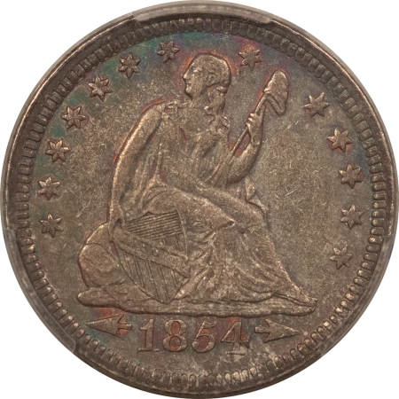 Liberty Seated Quarters 1854 SEATED LIBERTY QUARTER, ARROWS – PCGS XF-45+ PRETTY, POP 3!