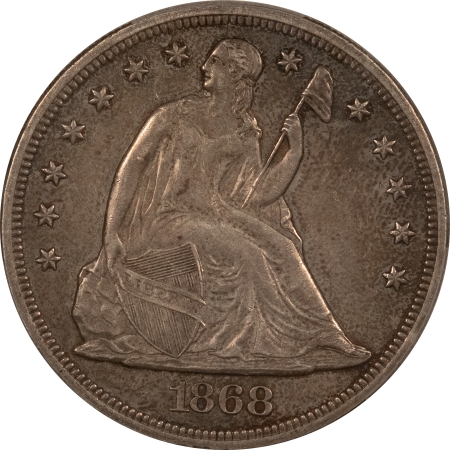 Liberty Seated Dollars 1868 $1 LIBERTY SEATED DOLLAR – PCGS AU-55, TOUGH DATE, NICE ORIGINAL