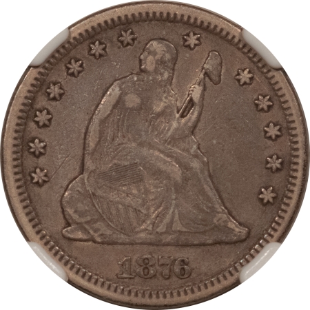 Liberty Seated Quarters 1876-CC SEATED LIBERTY QUARTER – NGC VF-25, NICE ORIGINAL CARSON CITY!