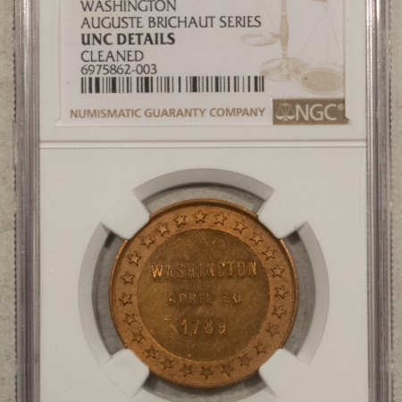 Exonumia 1878 BRONZE 30mm BELGIAM AUGUSTE BRICHAUT SERIES G WASHINGTON MEDAL NGC UNC DET