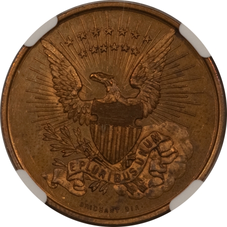 Exonumia 1878 BRONZE 30mm BELGIAM AUGUSTE BRICHAUT SERIES G WASHINGTON MEDAL NGC UNC DET