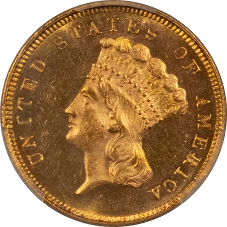 $3 1879 $3 GOLD, PCGS MS-64 PL, FROSTY W/ GREAT EYE APPEAL-POP ONLY 5 W/ 1 FINER!