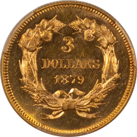 $3 1879 $3 GOLD, PCGS MS-64 PL, FROSTY W/ GREAT EYE APPEAL-POP ONLY 5 W/ 1 FINER!