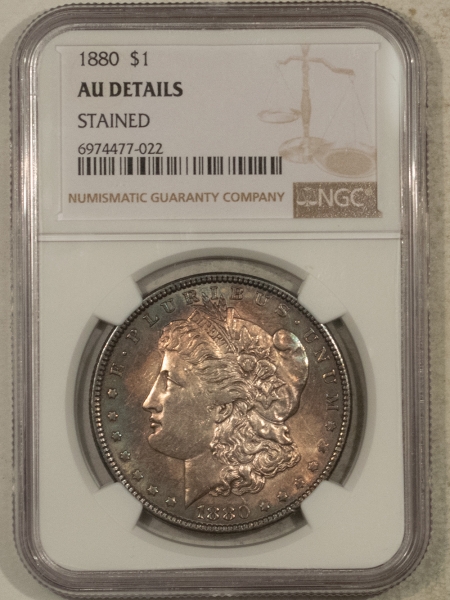 Morgan Dollars 1880 $1 MORGAN DOLLAR – NGC AU-DETAILS, STAINED