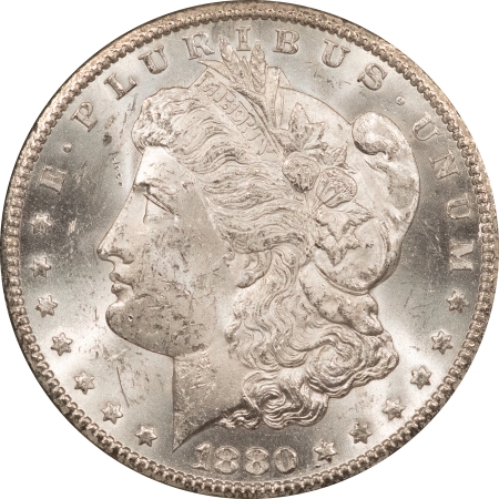 Dollars 1880-CC MORGAN $1, HIGH 7, BLACK GSA HOLDER W/ BOX & CERTS; LUSTROUS WHITE BU!