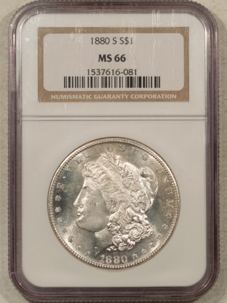 Morgan Dollars 1880-S $1 MORGAN DOLLAR – NGC MS-66, BLAST WHITE GEM+