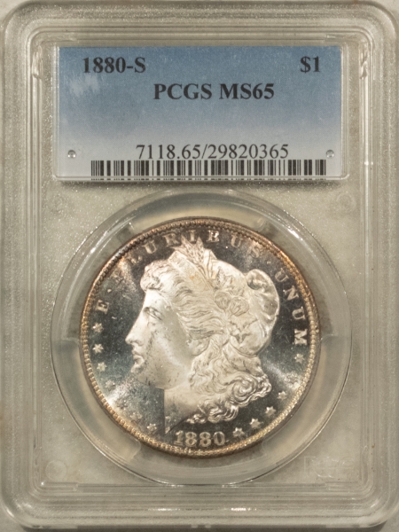 Morgan Dollars 1880-S $1 MORGAN DOLLAR – PCGS MS-65, LOOKS PL BUT NOT DESIGNATED, PQ++!