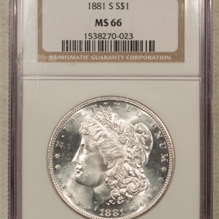 Morgan Dollars 1881-S $1 MORGAN DOLLAR – NGC MS-66, BLAST WHITE W/ BLAZING LUSTER!