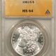 Morgan Dollars 1885 $1 MORGAN DOLLAR – ANACS MS-64, OLD HOLDER, FRESH & PREMIUM QUALITY!